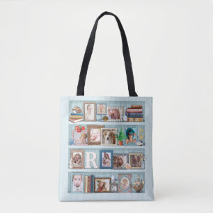 Personlig för Family Photo Collate Beach Bookcase Tygkasse