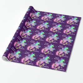 Personlig för fantasiregnbågeUnicorn Presentpapper