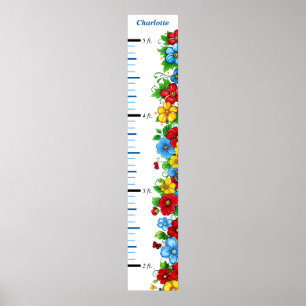 Personlig för färgad Blommigt - tillväxtdiagram Poster