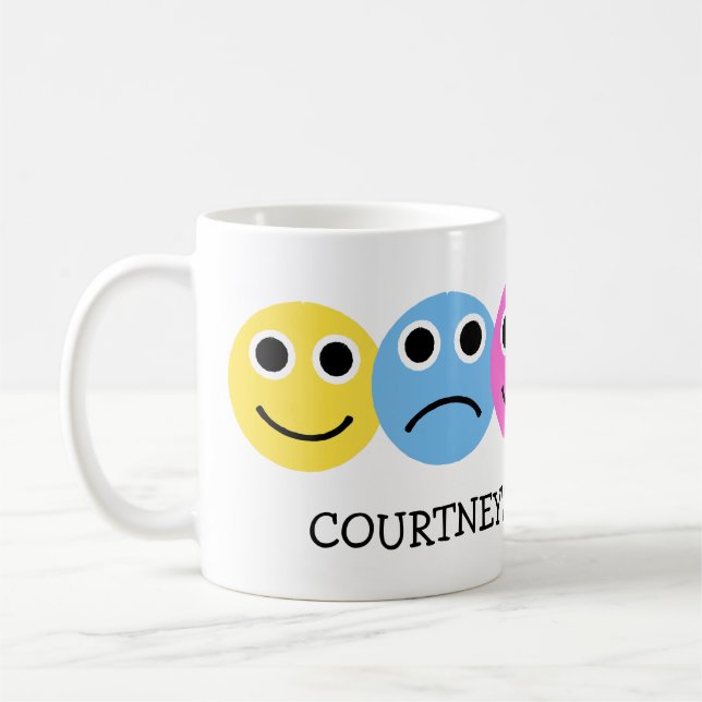 Personlig för färgämnet Emojis Ansikte Kaffemugg (Vänster)