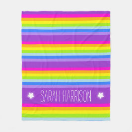 Personlig för färgämnet namn regnbåge rand fleecefilt