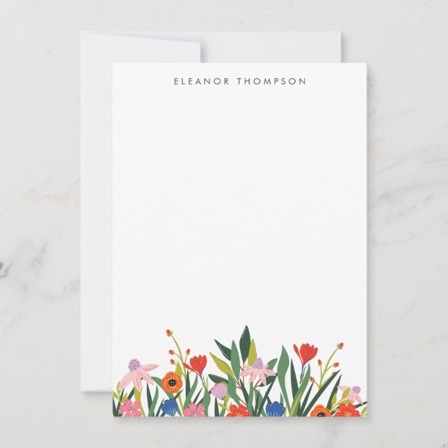 Personlig för färgfyllda kläder med Blommigt  Stat Anteckningskort (Framsida)