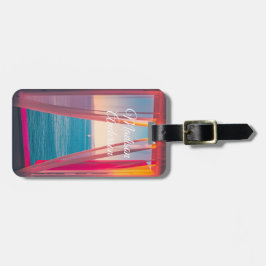 Personlig för färglös segelbåtsvy bagagebricka