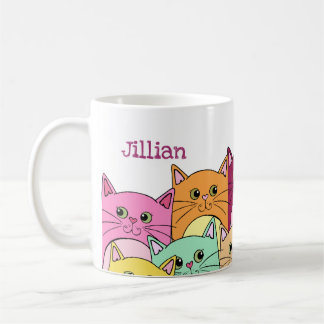 Personlig för färglösa katter kaffemugg