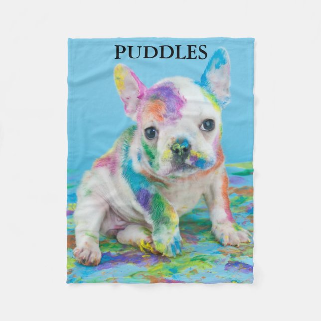 PERSONLIG FÖR FÄRGSPLATTERED PUPPY BLANKET. FLEECEFILT (Framsidan)
