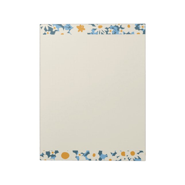 Personlig för färgstark Boho Blue and White Blommi Anteckningsblock (Roterad)