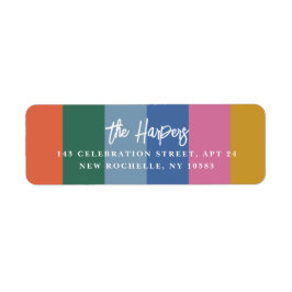Personlig för färgstarka Bright Stripe-penselskrip Returadress Etikett