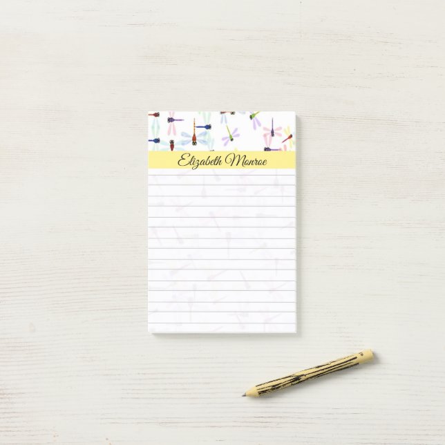 Personlig för färgstarka dragonflies post-it block (På skrivbordet)