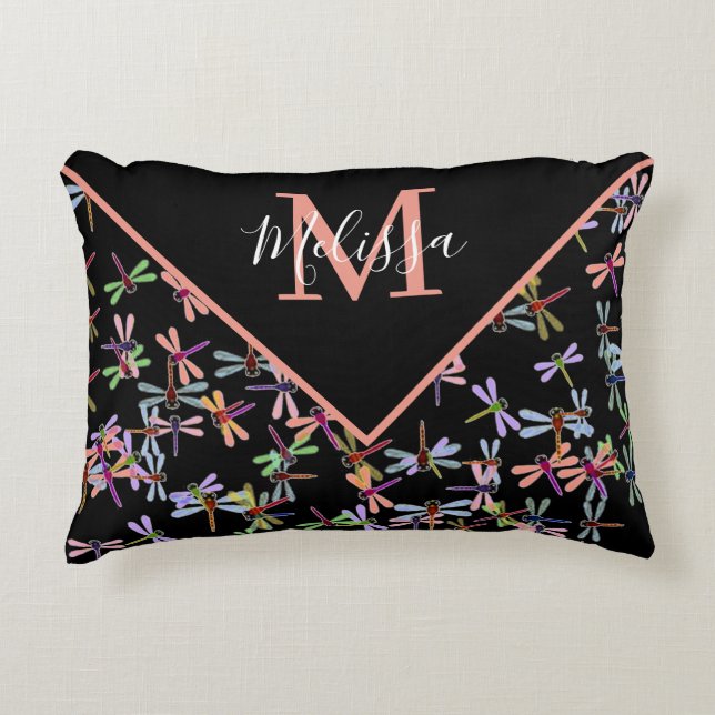 Personlig för färgstarka dragonflies prydnadskudde (Framsidan)