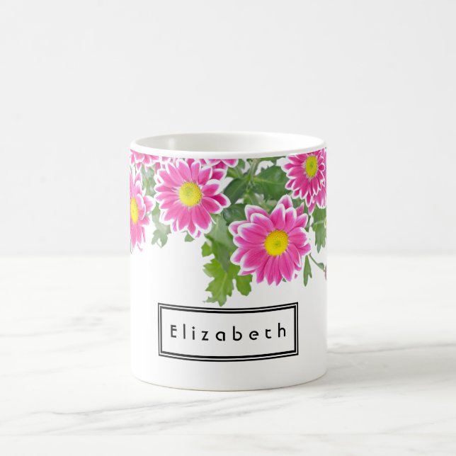Personlig för färsk Rosa och vit Daisy Kaffemugg (Center)