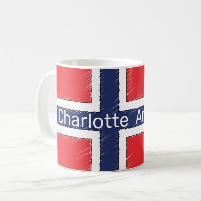 Personlig för Flagga av norge Kaffemugg (Framsida vänster)