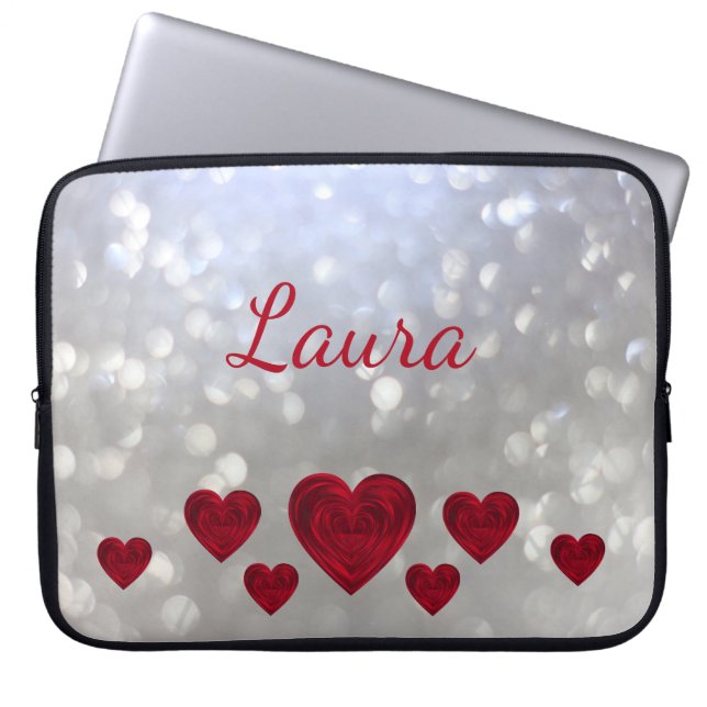 Personlig för flickhjärtan laptop sleeve (Framsidan)