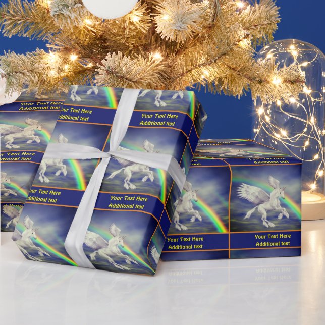 Personlig för flygande Unicorn Horse Rainbow Fanta Presentpapper (Helgdagar)