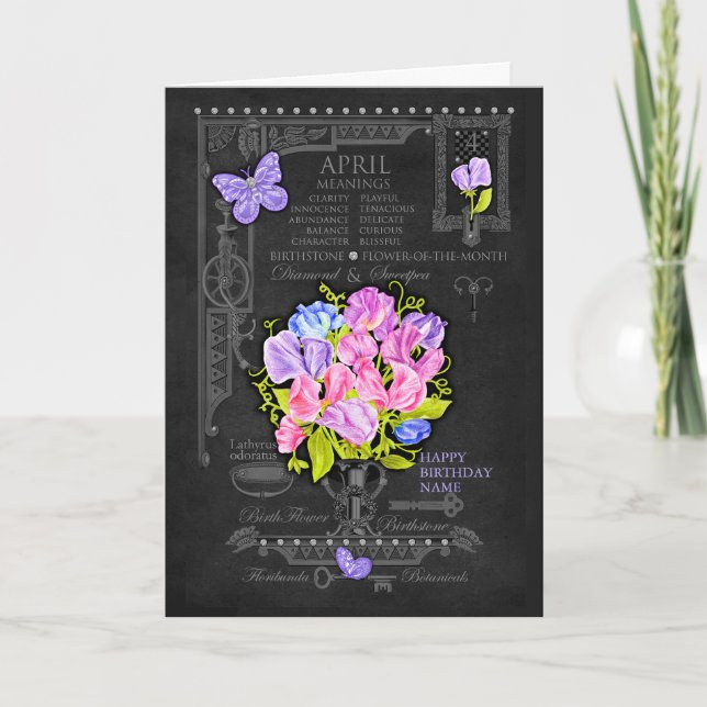 Personlig för födelseblomman i april-kalk kort (Framsida)