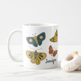 Personlig för folkArt Moths Butterflies Collage Kaffemugg