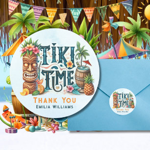 PERSONLIG för för förmånskuvert för TIKI Party Runt Klistermärke