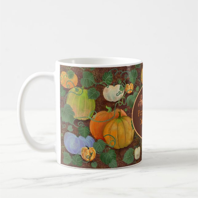 Personlig för Freak av  för bestilig Pumpkin Spice Kaffemugg (Vänster)