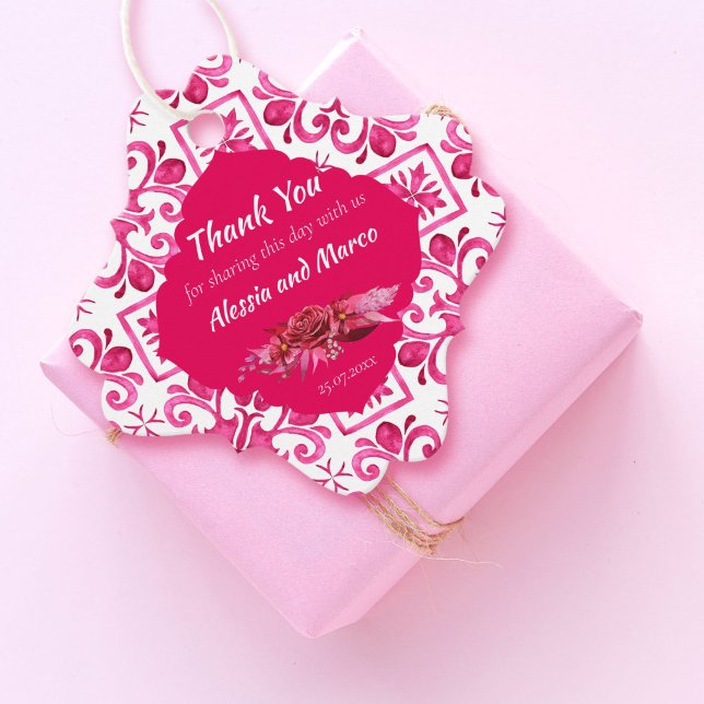 Personlig för Fuchsia Majolica magenta Pelenplatto Gåvor Etiketter (Skapare uppladdad)