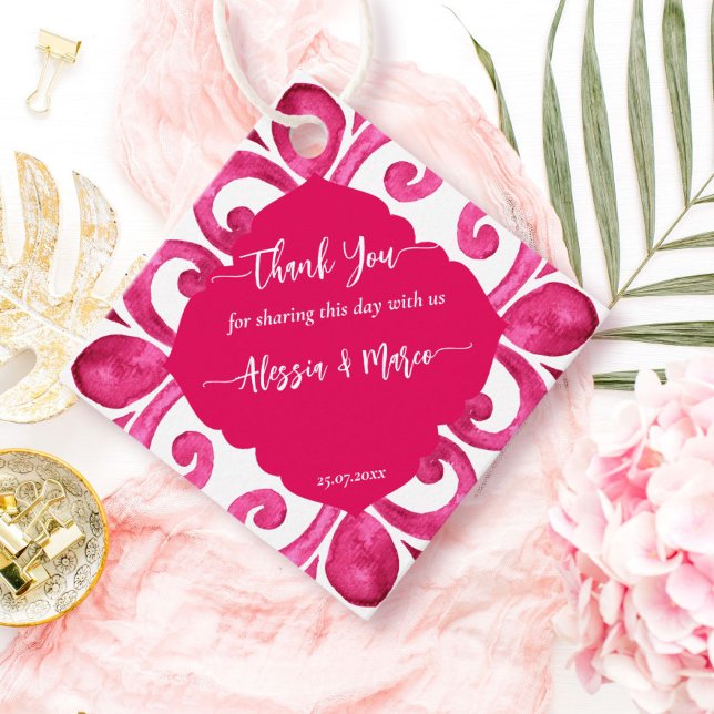 Personlig för Fuchsia Majolica magenta Pelenplatto Gåvor Etiketter (Skapare uppladdad)