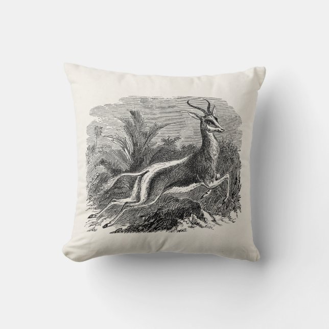 Personlig för Gazelle för vintageSpringbokantilop Kudde (Framsida)