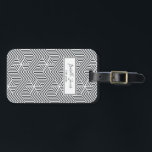 personlig för geometriskt skript för snyggt bagagebricka<br><div class="desc">Det geometriska mönster-skriptet för snyggt av elegant anpassar sig efter namn och klassens (eller ett annat meddelande) perfekt för skola,  högskola eller företag</div>