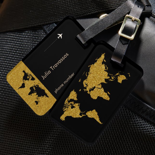 Personlig för global färdplan för gyllene resor bagagebricka (Skapare uppladdad)
