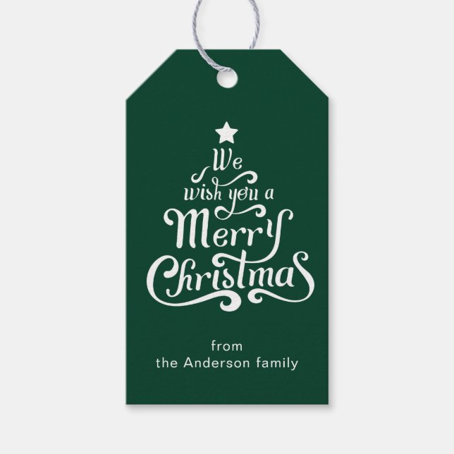personlig för god jul roligt-grönt, helgdag presentetikett (Framsidan)
