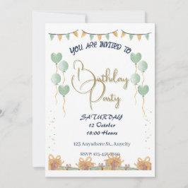 Personlig för Golden Script-Födelsedagsfest Inbjudningar