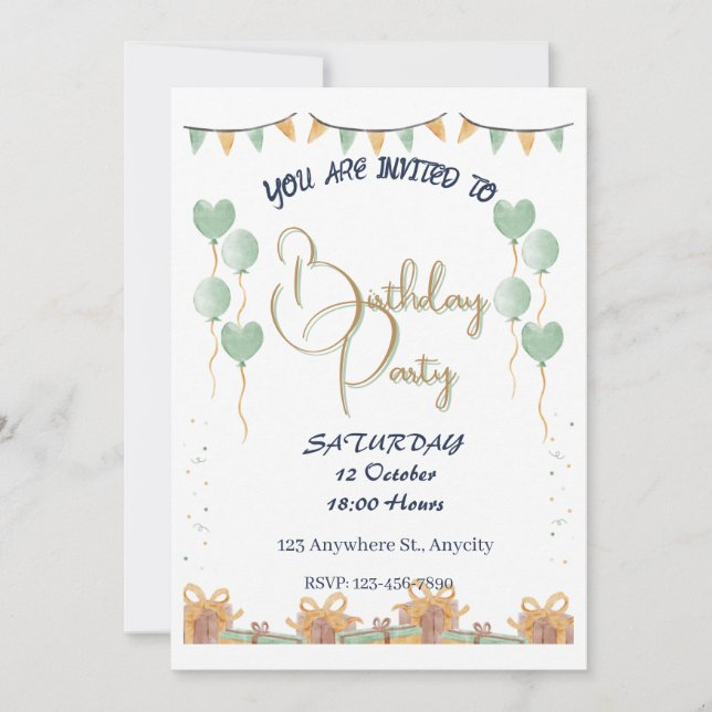 Personlig för Golden Script-Födelsedagsfest Inbjudningar (Framsida)