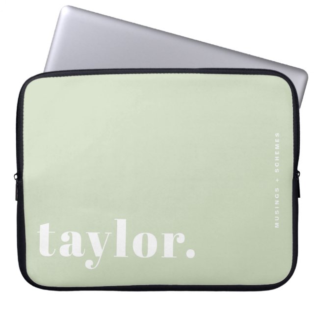 Personlig för Grönt av färgton för Retro Typograph Laptop Fodral (Framsidan)