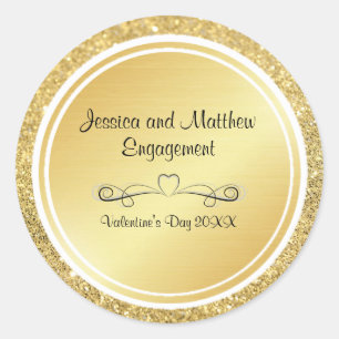 Personlig för guld Glitter och metallisk Förlovnin Runt Klistermärke
