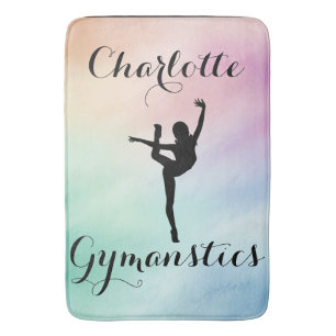 Personlig för Gymnastics Pastel Lila Grönt Badrumsmatta