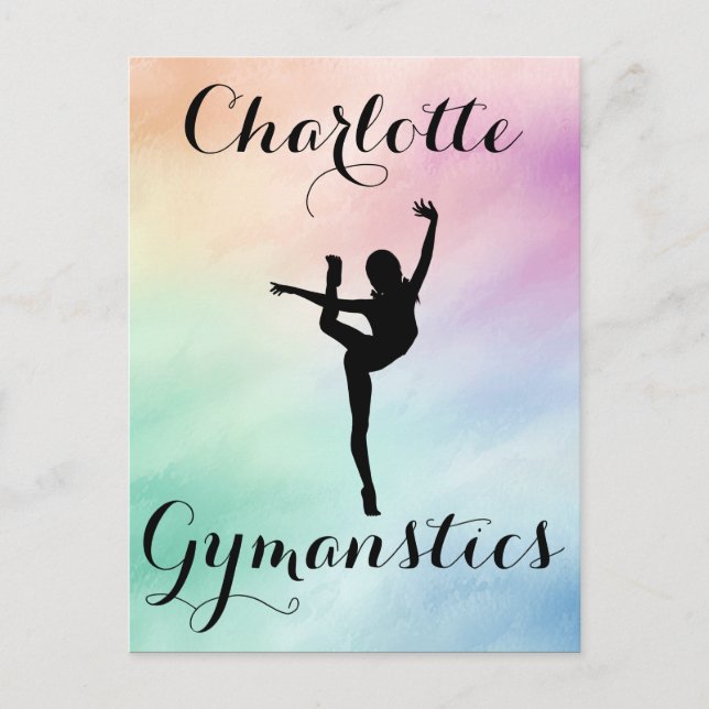 Personlig för Gymnastics Pastel Lila Grönt Vykort (Framsida)