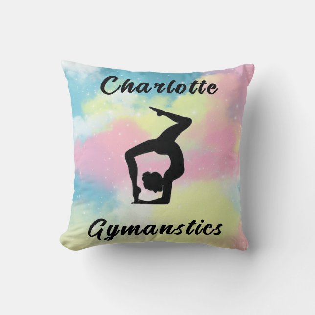 Personlig för Gymnastics Pastel Rosa Blue Gult Kudde (Framsida)