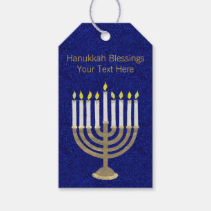 Personlig för Hanukkah guld- menoraelegant Presentetikett