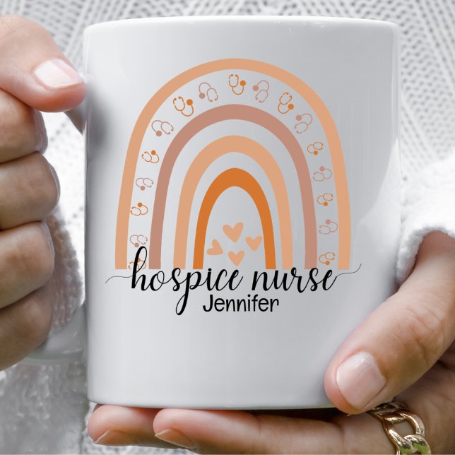 Personlig för Hospice Nurse Script Rainbow Kaffemugg (Skapare uppladdad)