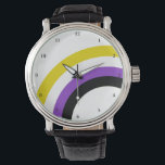 Personlig för icke-binärt regnbåge-Pride Armbandsur<br><div class="desc">Det icke-binära färgen gult,  vitt,  lila och svart skapar coolans regnbåge på pridet för anpassningsbar av roligt. De vaknade för en icke-binär vän i genderrersamfundet.</div>