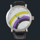 Personlig för icke-binärt regnbåge-Pride Armbandsur<br><div class="desc">Det icke-binära färgen gult,  vitt,  lila och svart skapar coolans regnbåge på pridet för anpassningsbar av roligt. De vaknade för en icke-binär vän i genderrersamfundet.</div>