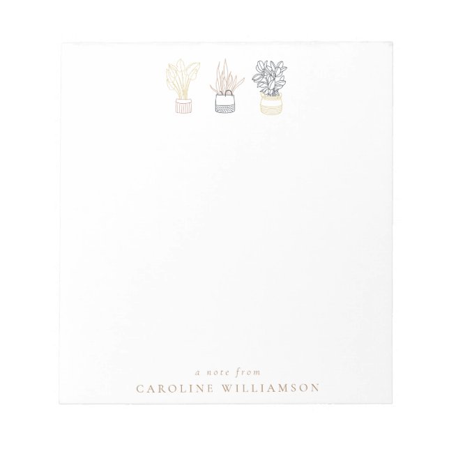 Personlig för illustration av Boho Plant Line Art  Anteckningsblock (Framsida)