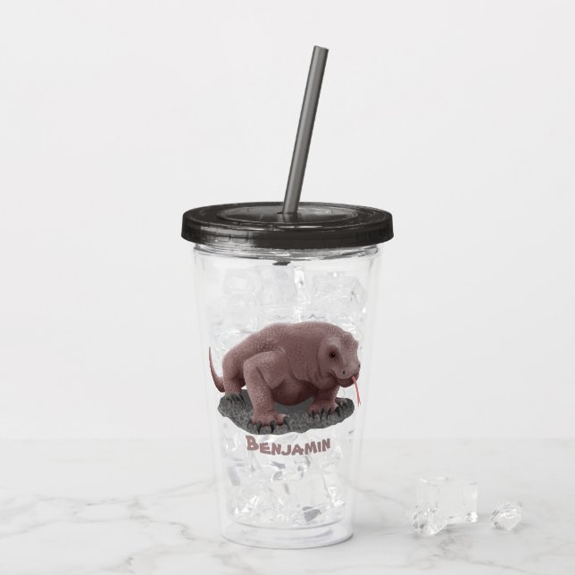 Personlig för illustration av Komodo draon Take Away Mugg (Baksida Ice)