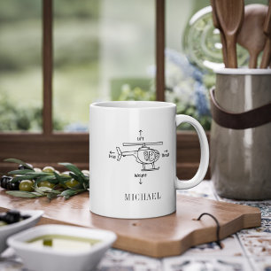 Personlig för illustration av ljus/mörker-helikopt kaffemugg