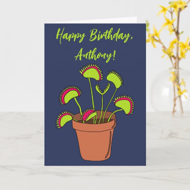 Personlig för illustration av Venus Fly Trap Plant Kort (Gul blomma)