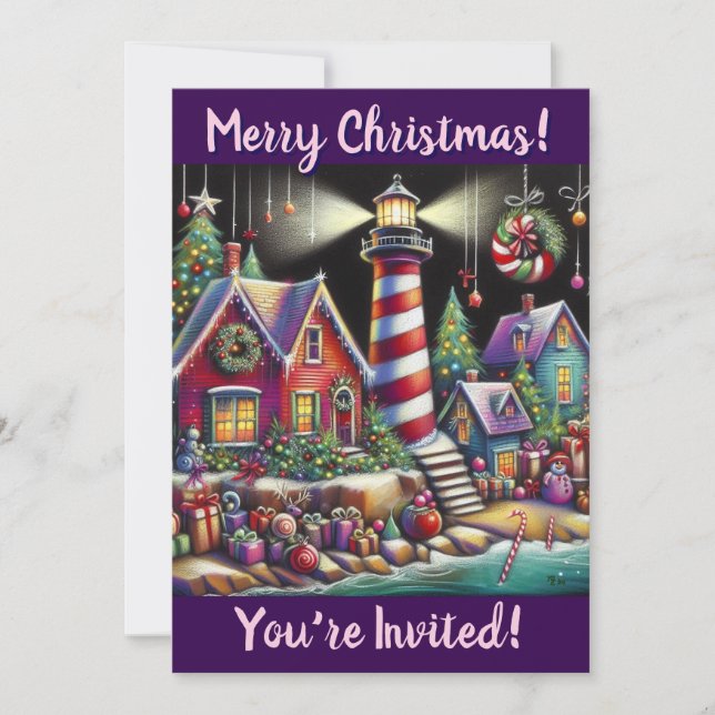 Personlig för julfyr inbjudningar (Framsida)