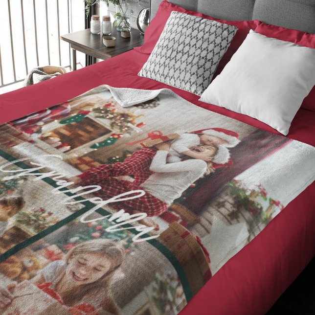 Personlig för julgrupe Gramdma Photo Collage Fleecefilt (Christmas Gramdma Photo Collage Personalized Fleece Blanket)