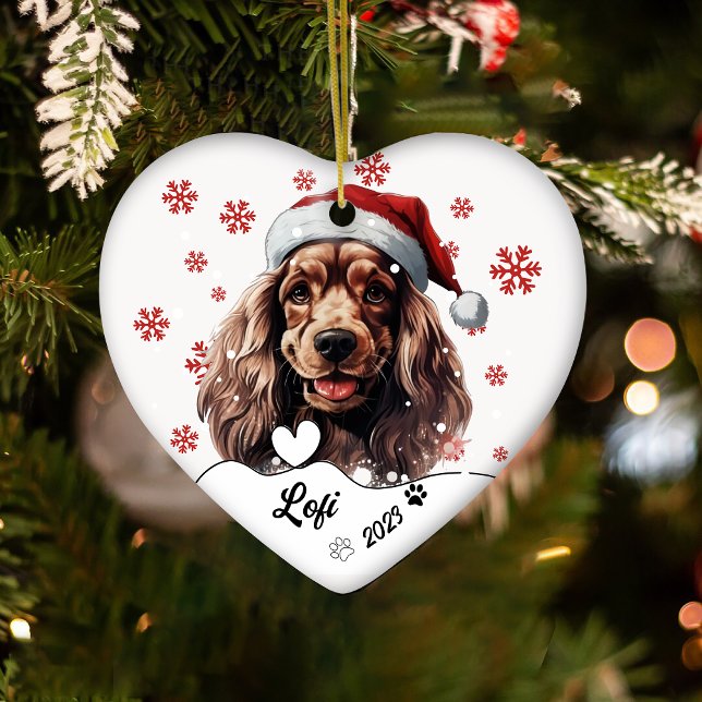 Personlig för Juli Cocker Spanska Hund Julgransprydnad Keramik (Skapare uppladdad)