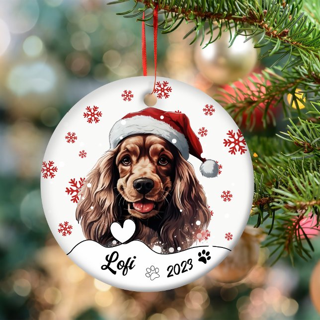 Personlig för Juli Cocker Spanska Hund Julgransprydnad Keramik (Skapare uppladdad)