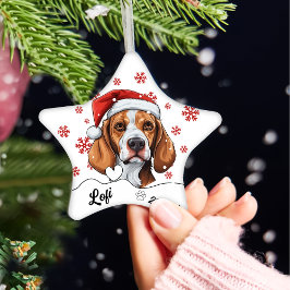 Personlig för julklapp, hörsel, Hund Julgransprydnad Keramik