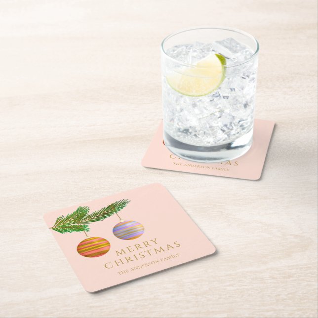 Personlig för julprydnader underlägg papper kvadrat (Insitu)