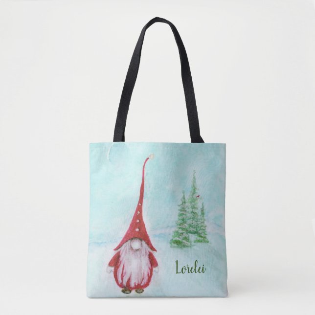 Personlig för jultomte Whimsical Tote Bag Tygkasse (Framsida)