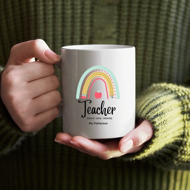 Personlig för Kärlek Inspire Rainbow för lärare Te Kaffemugg (Skapare uppladdad)